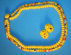 Pair Yellow Glass Earrings and Necklace