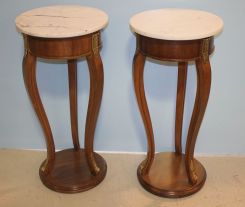 Pair of French Style Marble Top Stands