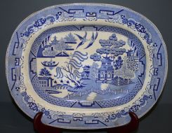 Rare Large Blue Willow Platter