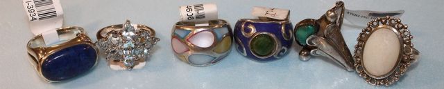 6 Sterling Silver Rings With Various Gemstones