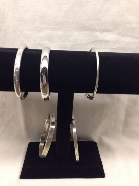 Five Sterling Silver Lady's Hinged Bangle Bracelets