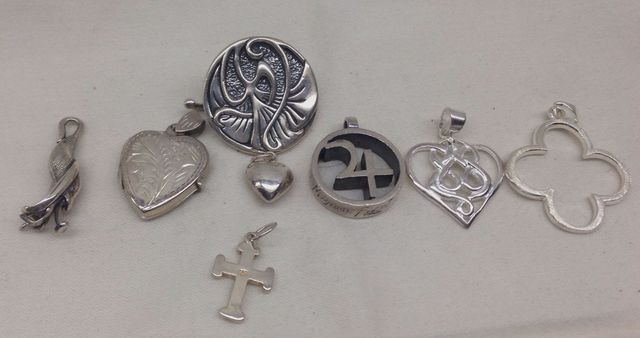 Seven Various Sterling Silver Lady's Pendants