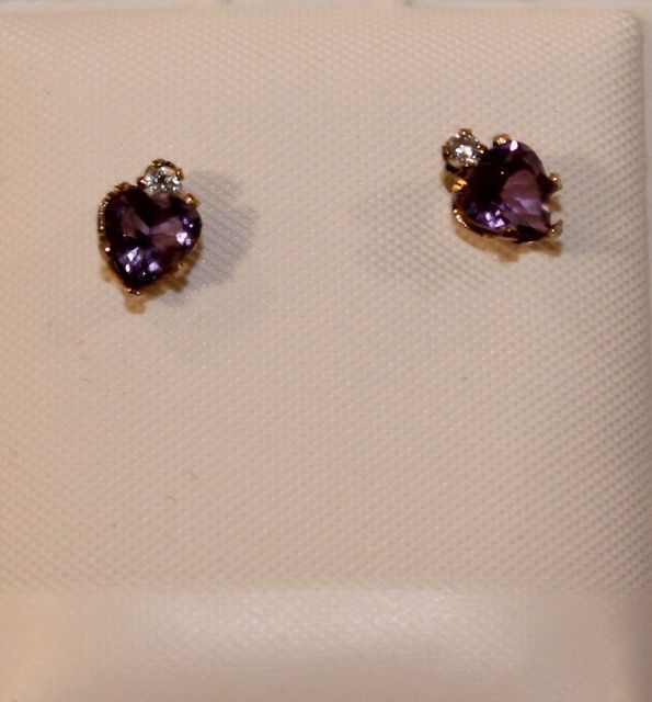 Pair of 10K Gold Stud Amethyst Earrings