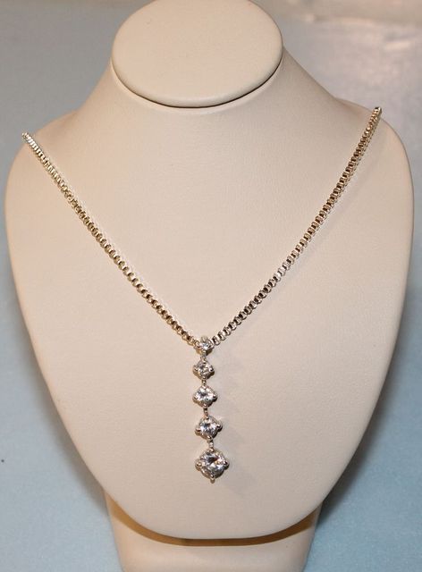 925 White Sapphire Necklace; 1.00d