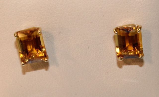 Emerald Cut Citrine Earrings