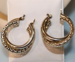 Pair Sterling Silver Hoop Earrings