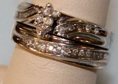 White Gold Diamond Wedding Band and Engagement Ring Set; 1.00d