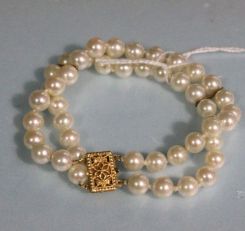6 1/2-7 mm, double strand pearl bracelet