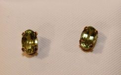 Pair 10K Gold Stud Peridot Earrings