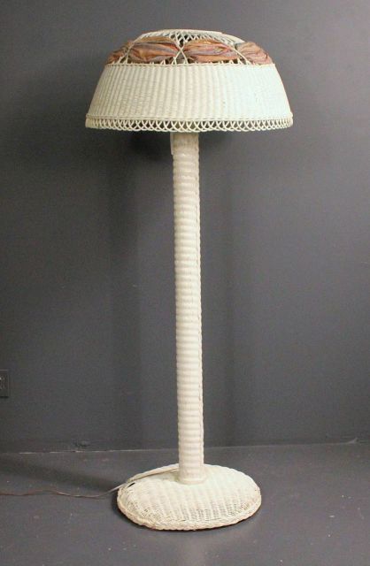 Antique White Wicker Floor Lamps