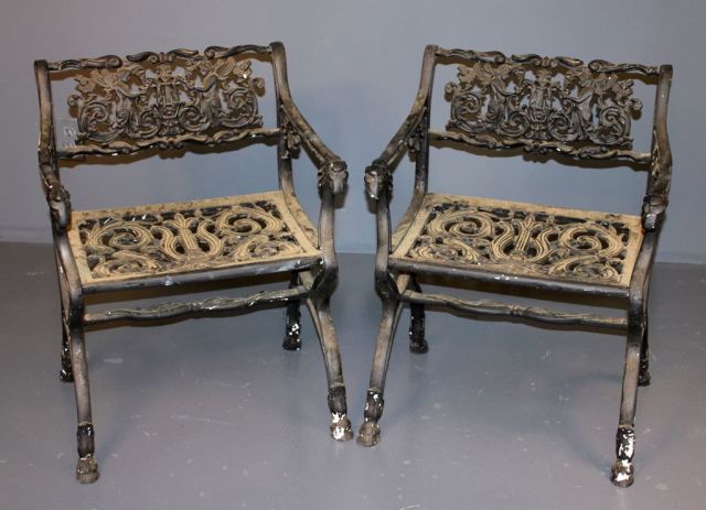Pair of Vintage Iron Arm Chairs