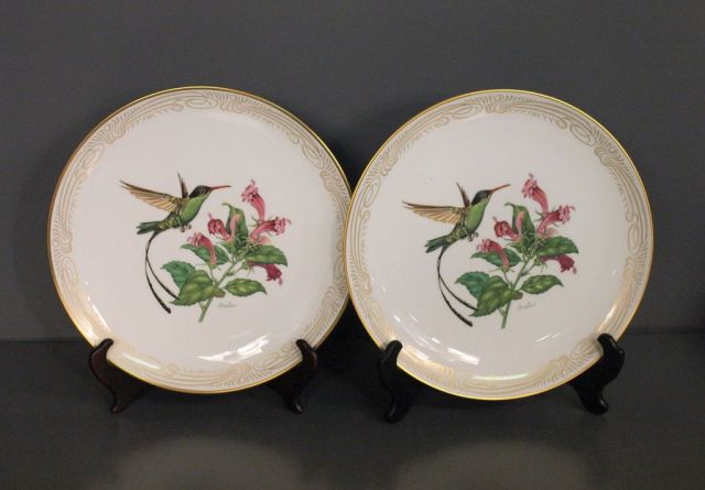 Pair of Boehm Streamer Tailed Hummingbird Plates