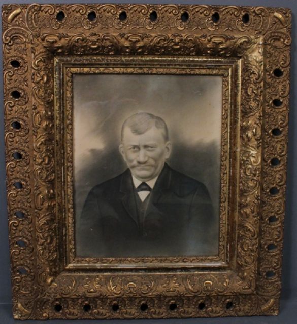 Victorian Picture of Man in Ornate Frame