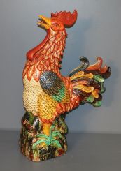 Tall Glazeware Rooster Statue