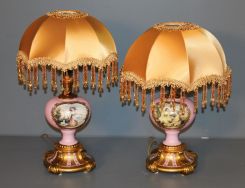 Pair of Hand Painted Porcelain Lamps