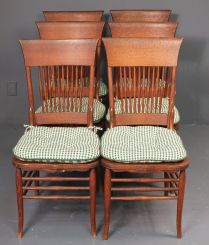 Six Oak Spindle Back Side Chairs