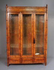 Contemporary Walnut Faux Bamboo Display Cabinet