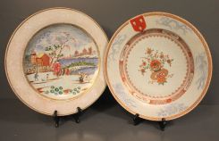Pair of Large Chinese Ancesteral Pattern Porcelain Chargers