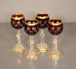 Set of Four Bohemian Glass Goblets