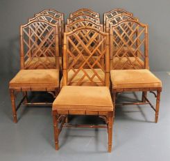 Set of Ten Contemporary Chinese Chippendale Side Chairs