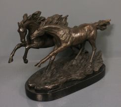 Cast Bronze of Two Running Horses