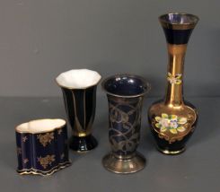 Four Cobalt Vases