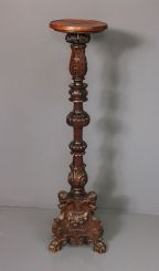 Heavily Carved 20th Century Mahogany Pedestal