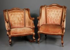 Early 20th Century Mahogany Parlor Rocker and Parlor Chair