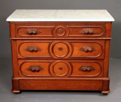 Mid 19th Century Walnut Victorian Marble Top Dresser