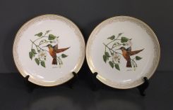 Pair of Boehm Brazilian Ruby Hummingbird Plates