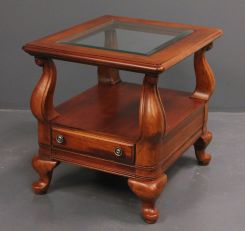 Broyhill Solid Cherry Glass Top End Table