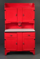 20th Century Painted Red Hoosier Cabinet