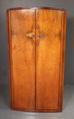 English Bow Front Walnut Wardrobe