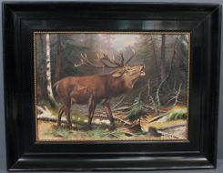 20th Century Oil Painting of An Elk