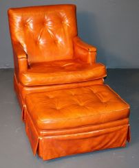 Leather Den Chair with Ottoman