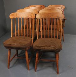 Set of Eight Contemporary Oak Dining Chairs