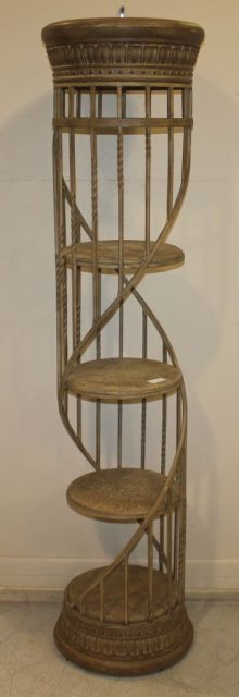 Unusual Spiral Decorative Faux Painted Metal Stand