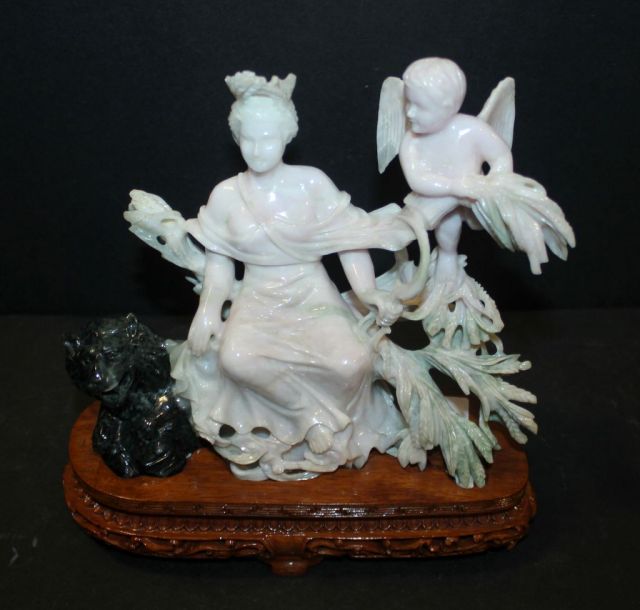 Jadeite Carved Figure of Diana on Base