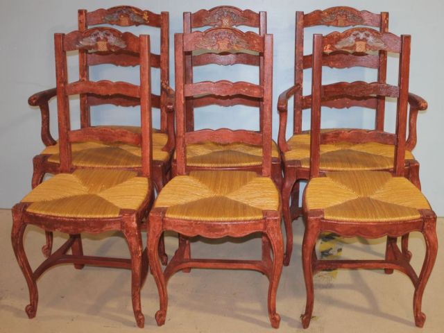 Set of Six Rush Seat Chairs