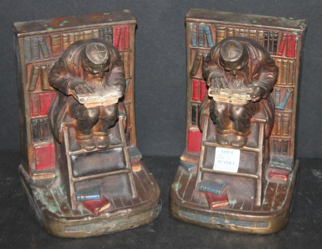 Pair of Signed Bronze Bookends