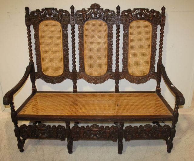 Victorian Oak Carved Settee