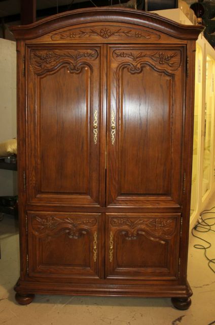 Oak Carved Entertainment Cabinet