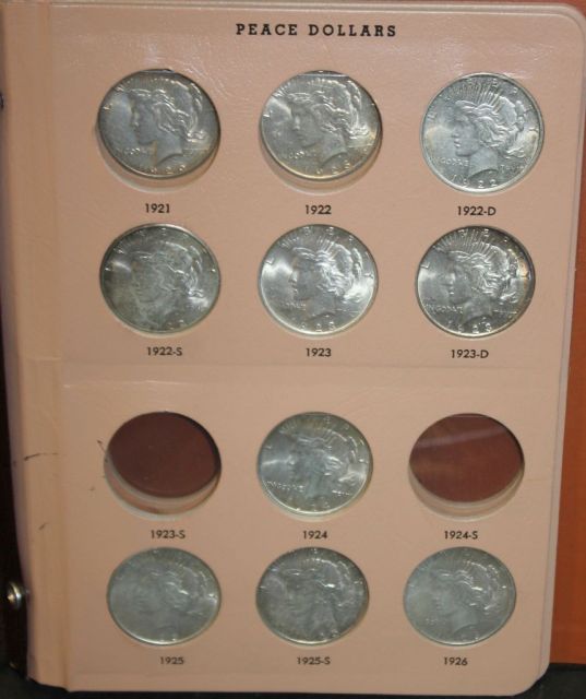 Album of Eleven Peace Dollar Coins