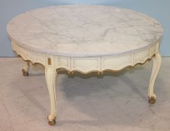 White French Provincial Marble Top Coffee Table