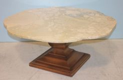 Scalloped Edge Marble Top Coffee Table