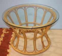 Glass Top Bamboo/ Rattan Coffee Table