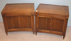 Pair Tambour Door Side Tables