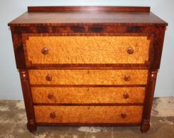 Mid 1800s Crotch Mahogany and Birds Eye Maple Chest