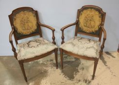 Pair Mahogany Sheraton Arm Chairs