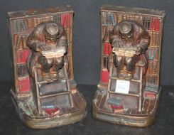 Pair of Signed Bronze Bookends